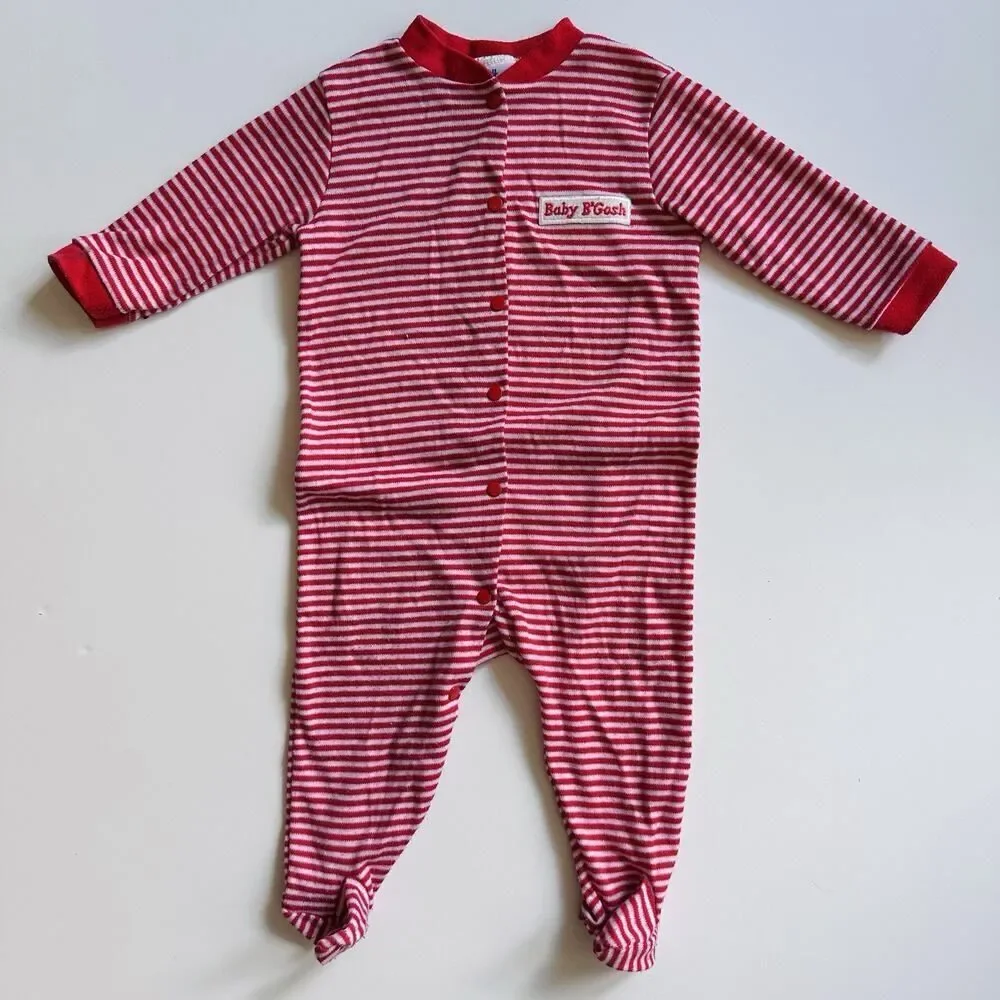Vintage Baby B'Gosh One Piece Baby Size Large 19-24 LBS Red Stripes Osh Kosh 90s